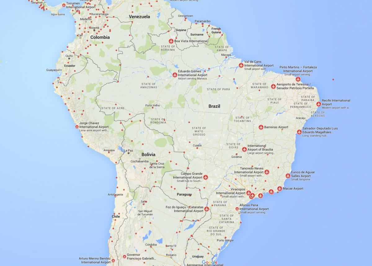 المطارات الدولية في البرازيل خريطة