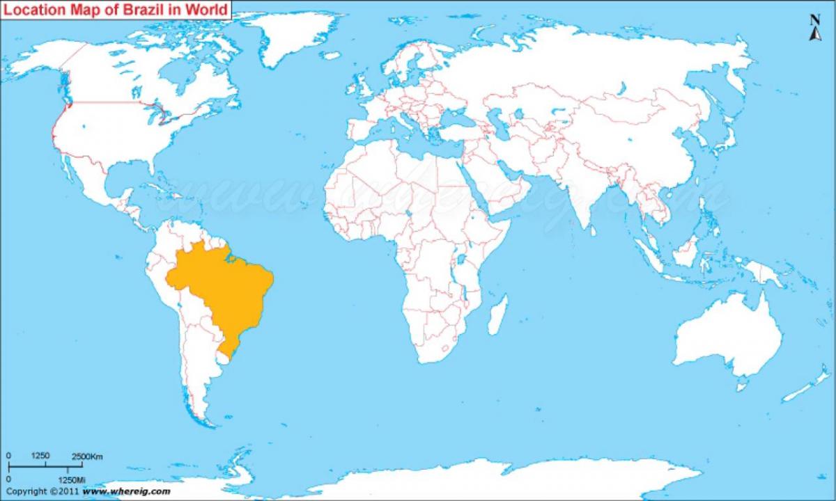 موقع البرازيل على خريطة العالم ، 